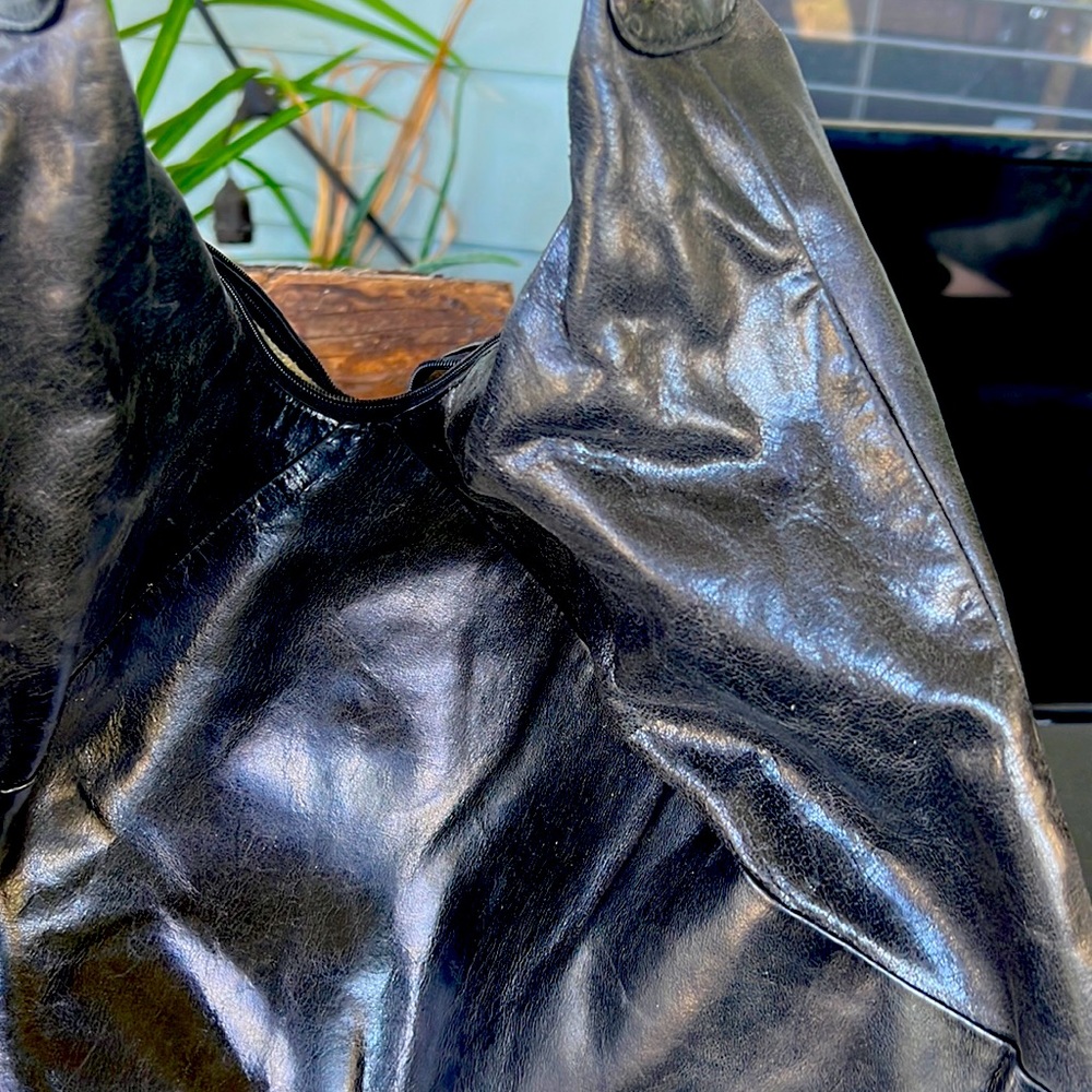 Black leather Hobo handbag